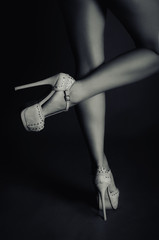 High heels on beautiful female legs