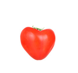 Perfect heart shaped organic tomato on white background (healthy heart, diet, love concept and more)