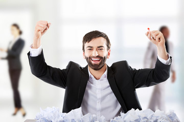 Young businessman finally found and idea.