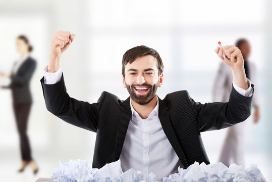 Young businessman finally found and idea.