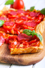 Tomato and salami tart,
