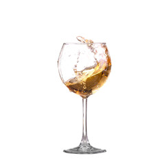 white wine splash before white background