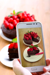 Taking picture of a cake