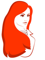 Redhead girl on the white background