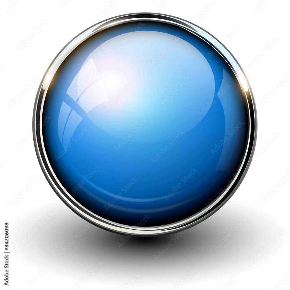 Poster blue shiny button with metallic elements