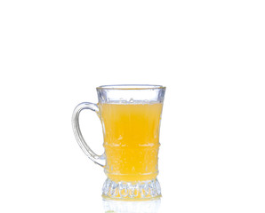 Orange juice glass isolated on white background.