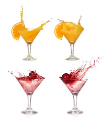 Collage Orange cocktail with splashes. Vector illustration