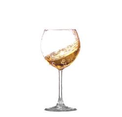 Empty wine glass isolated on black and white