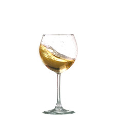 Empty wine glass isolated on black and white