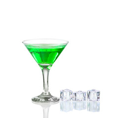 Green cocktail with lime isolated on white