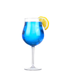 Sprite drinks whit sparkllng soda and ice in glass isolated on white