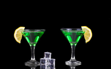collage colourful coctail on the black background