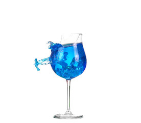 blue cocktail with splashes on white