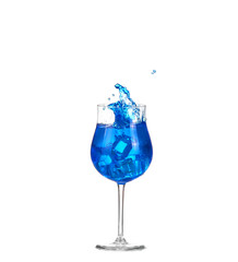 blue cocktail with splashes on white