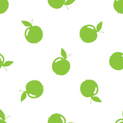 vector seamless pattern with green apples