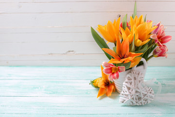 Background with fresh tulips
