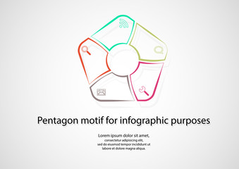 Pentagon infographic consits of lines on light
