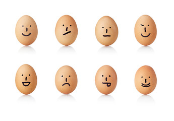 Series of emoticons, painted on eggs