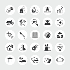 Industry and ecology total vector icon set