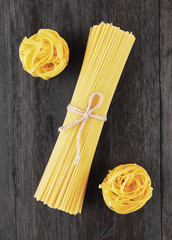 Tagliatelle and spaghetti italian pasta