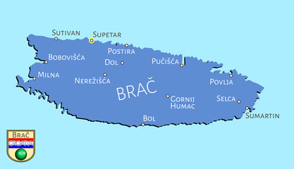 Naklejka premium Map of Croatian isle of Brač