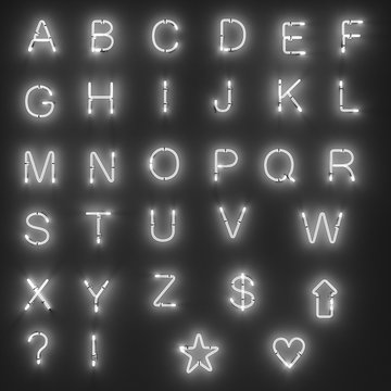 3d render of neon lights - alphabet