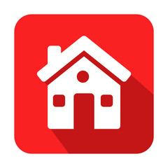 Icono cuadrado vivienda con sombra rojo