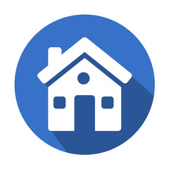 Icono redondo vivienda con sombra azul