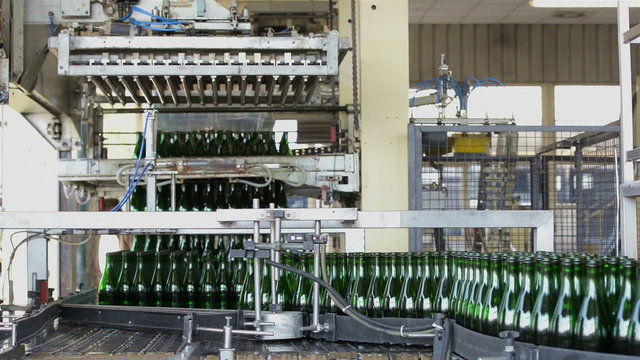 Bottles being prepared for liquid