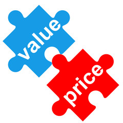 Icono texto value price en puzzle