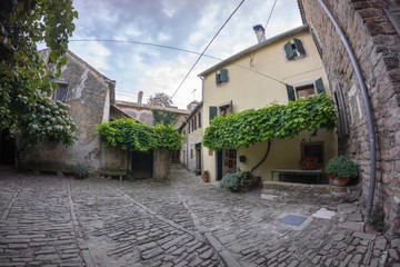 Street view in small town Groznjan in Istria, Croatia.