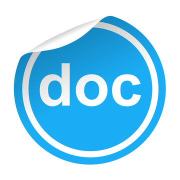 Pegatina azul con pesta&ntilde;a texto doc