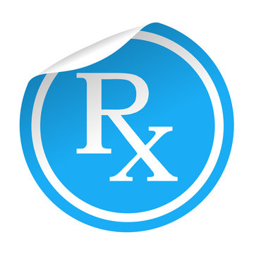Pegatina azul con pesta&ntilde;a texto RX