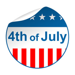 Pegatina USA con pestaña texto 4th of July
