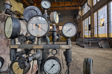 Indicators for the measurement in an old factory.Natural HDR