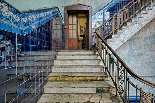 Staircase in an old stylish plant.Natural HDR 