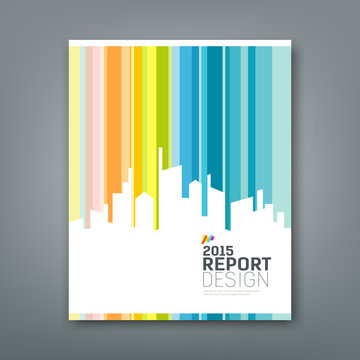 Cover Annual report silhouette building colorful background