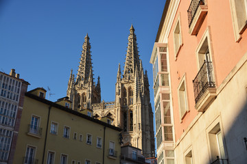 Fototapeta na wymiar catedral de burgos sobre los tejados