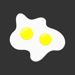 Scrambled eggs, two on a black background. Vector illustration.