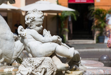 Naklejka premium ROME, ITALY - The Fountain of Neptune, at Piazza Navona. 
