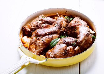 Roasted Rabbit Haunch in Yellow Pan