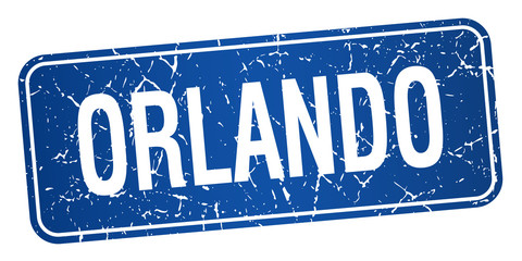 Orlando blue stamp isolated on white background