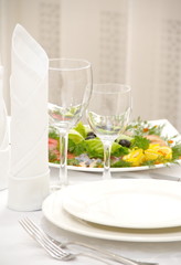 Table setting in restaurant interior