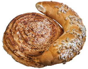 Croissant Puff Pastry Rolls, isolated on White Background.
