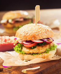 Vegetarian Couscous Burger with Fresh Toppings