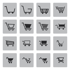 Vector black shopping cart icons set