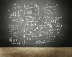 Complicated Business Plan Drawn on Chalkboard