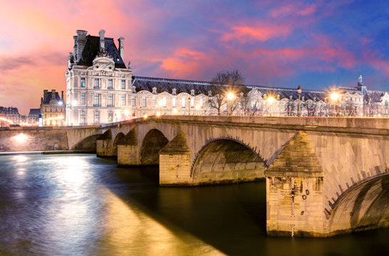 Paris - bridge Royal and Louvre palace