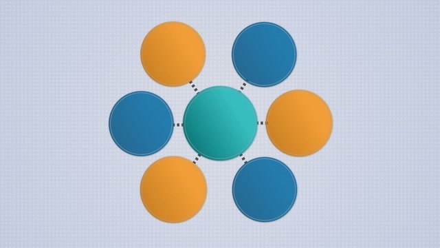 Circle diagram flow chart, 7 circle.