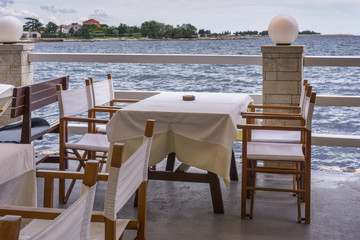 Small restaurant on the bank of the Adriatic Sea in Umag